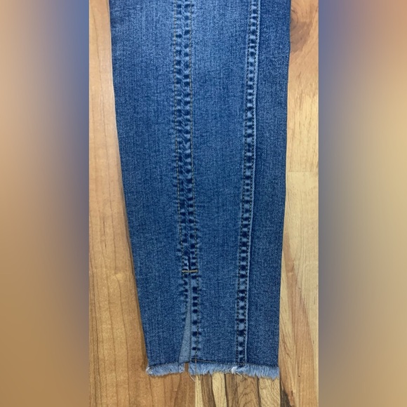 Zara Raw Hem Denim Pants Mid Rise Womens 6 Skinny Blue Jean Frayed Hipster - Picture 3 of 3
